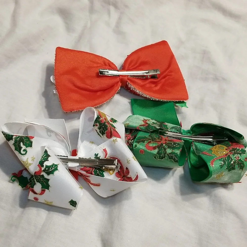 COPY - HOLIDAY BLING HAIR CLIP BOW SET OF 3...MATCH TO EVERY OUTFIT